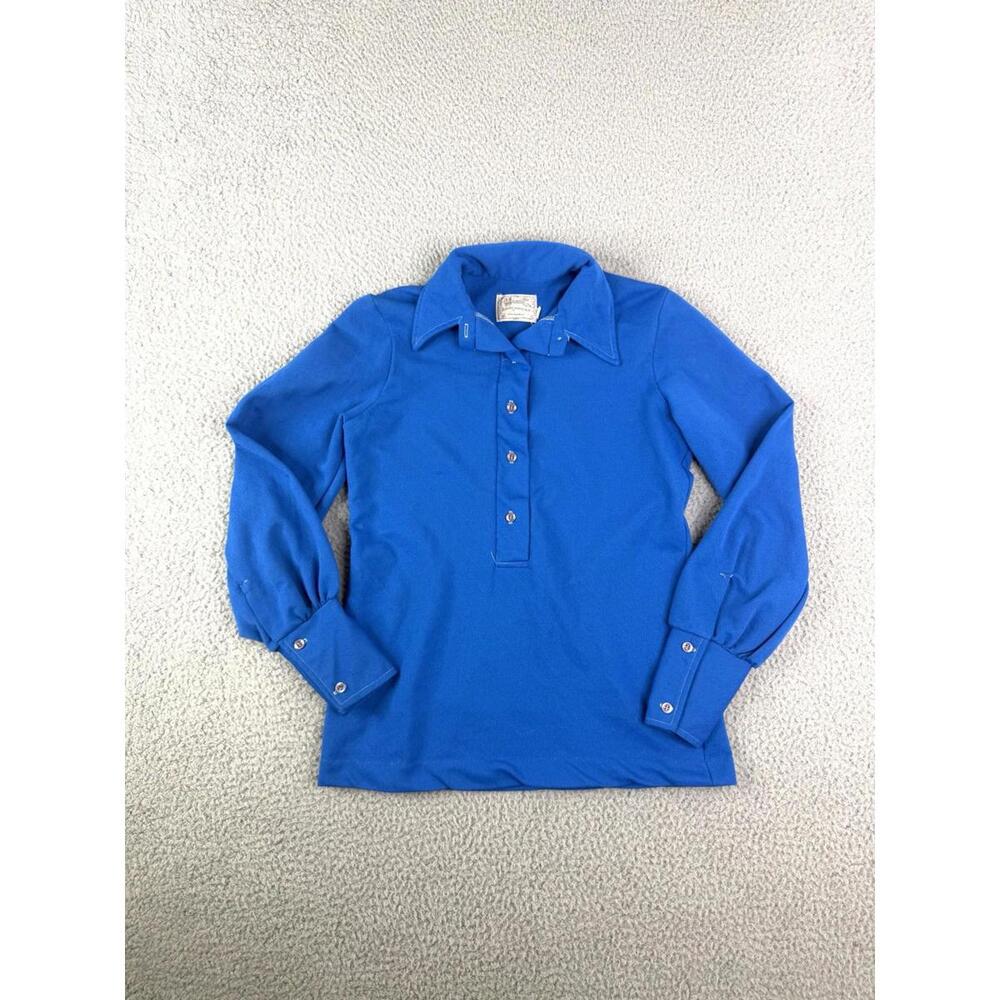 H Bar C Ranchwear Long Sleeve Blue Western Shirt Women's Small Vintage USA